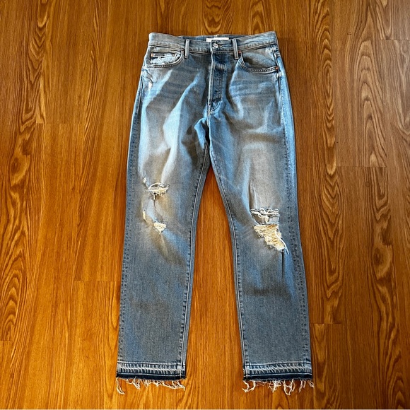 NWOT MOTHER HIGH WAISTED HIkER HOVER UNDONE HEM ON MY KNEES WASH - Picture 6 of 9